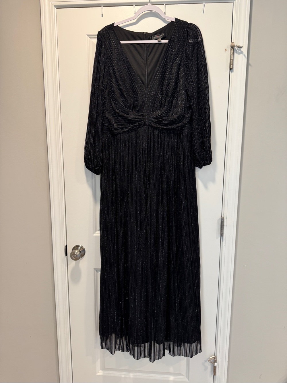 Black Evening Maxi Dress with Subtle Sheen